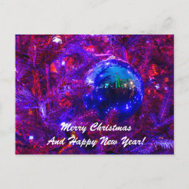 Christmas Ball Blue Red Feiertagspostkarte