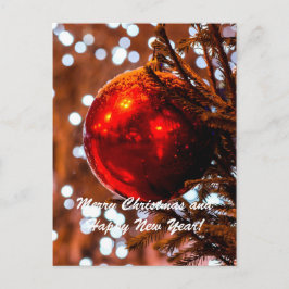 Christmas Ball Red White Feiertagspostkarte