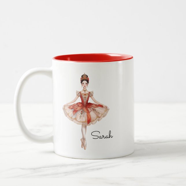 Christmas Ballerina Frau Zweifarbige Tasse (Links)
