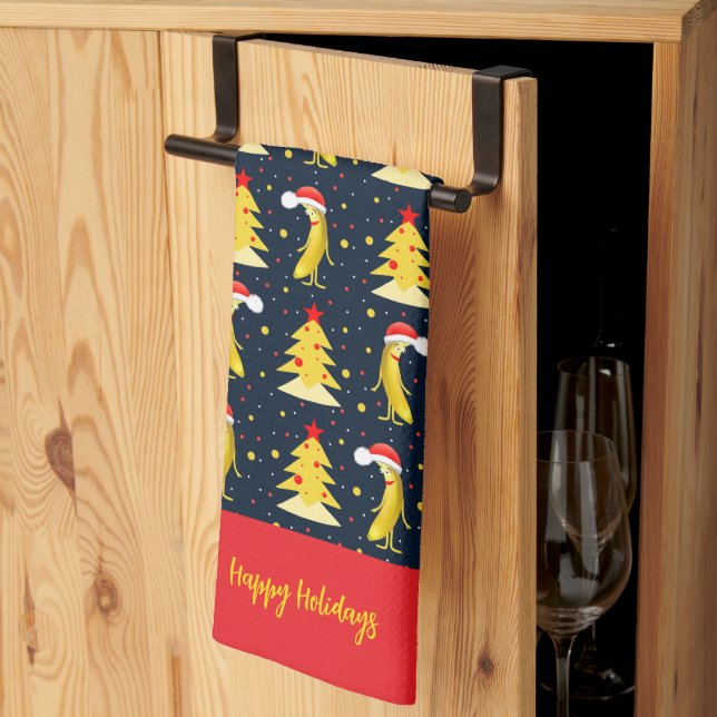 Christmas banana pattern geschirrtuch (Drittel gefaltet)