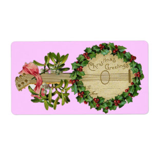 CHRISTMAS BANJO MIT MISTLETOS UND HOLLY BERRIES