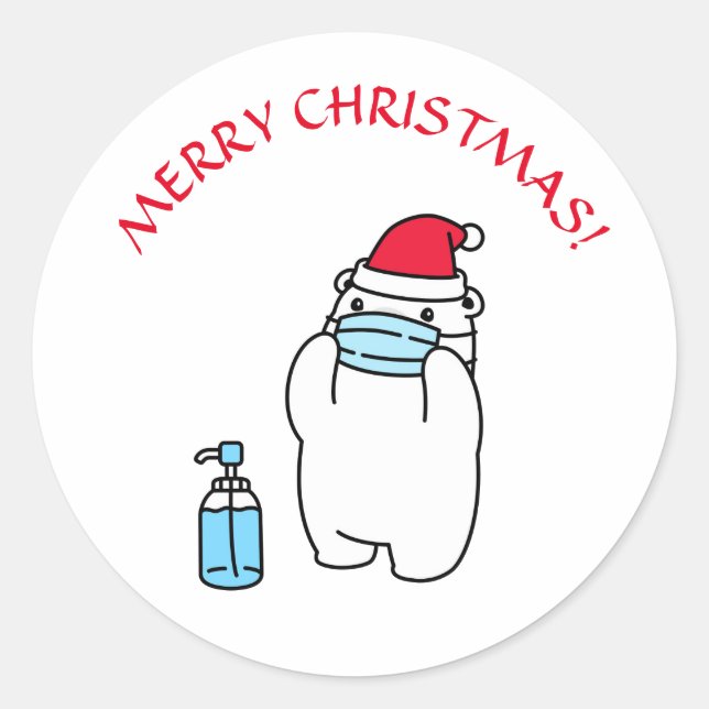 CHRISTMAS BAR MASK AND WEIHNACHTSMANNMÜTZE ROUND S RUNDER AUFKLEBER (Vorderseite)