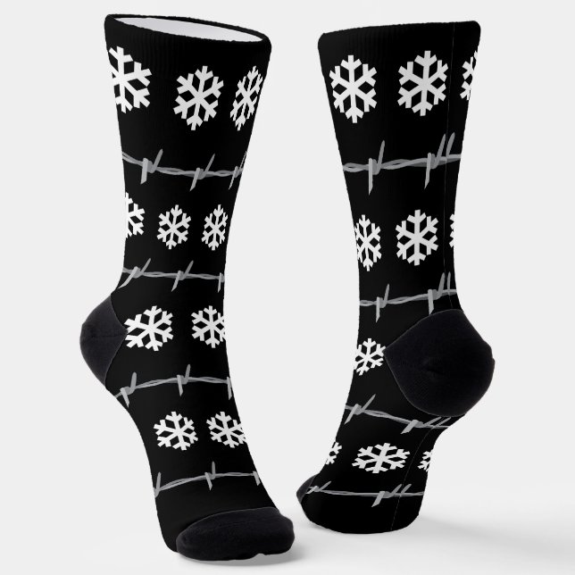 Christmas Barbed Wire Goth Punk Festive Socken (Gewinkelt)
