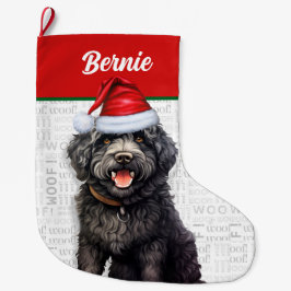 Christmas Barbet Dog Name Woof Großer Weihnachtsstrumpf