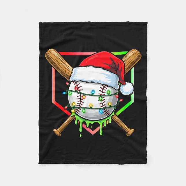 Christmas Baseball Drip Ice Cream Drip Baseball Lo Fleecedecke (Vorderseite)