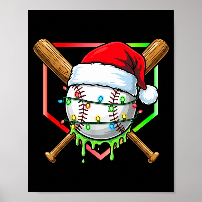 Christmas Baseball Drip Ice Cream Drip Baseball Lo Poster (Vorne)