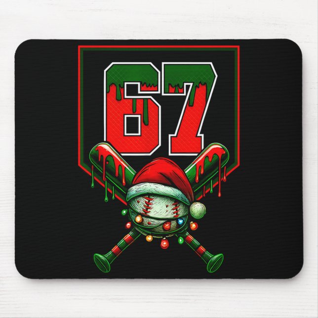 Christmas Baseball Drip Number 67 Player Or 67th B Mousepad (Vorne)