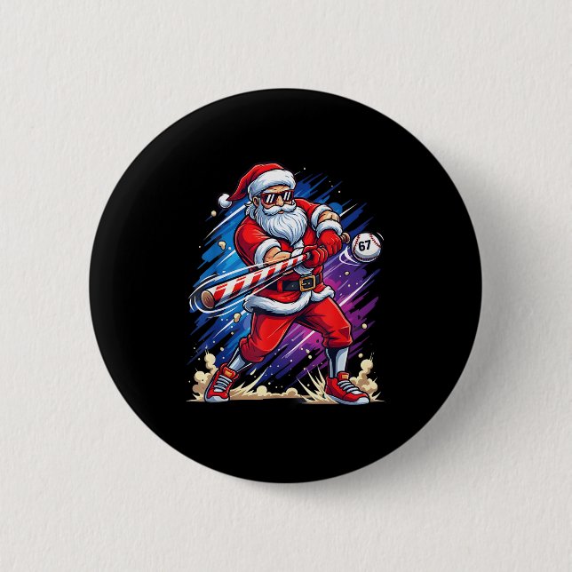 Christmas Baseball Funny Santa Game Day Xmas Boys  Button (Vorderseite)