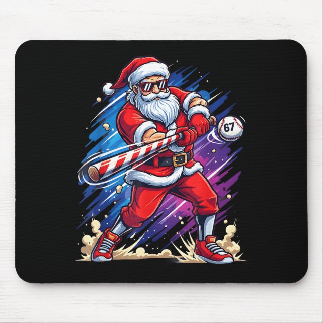 Christmas Baseball Funny Santa Game Day Xmas Boys  Mousepad (Vorne)