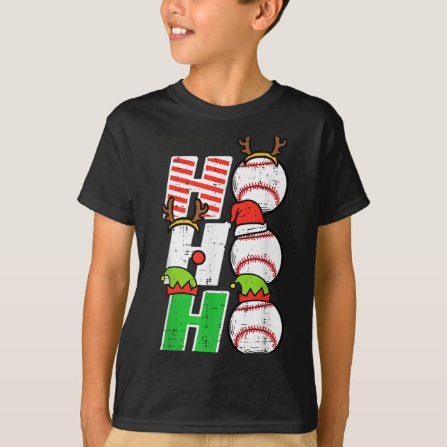 Christmas Baseball Ho Ho Ho Funny Xmas Srts Men Bo T-Shirt (Vorderseite)