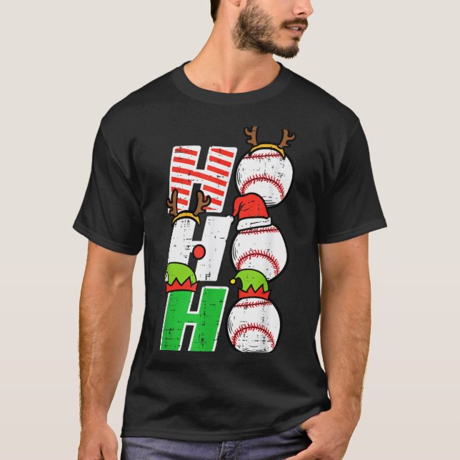 Christmas Baseball Ho Ho Ho Funny Xmas Srts Men Bo T-Shirt (Vorderseite)