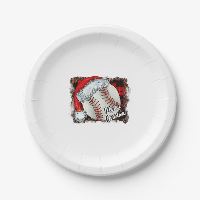 Christmas Baseball Leopard Pappteller (Vorderseite)
