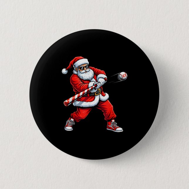 Christmas Baseball Player Santa Funny Xmas Boys Me Button (Vorderseite)