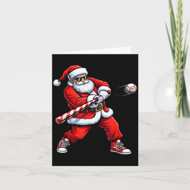 Christmas Baseball Player Santa Funny Xmas Boys Me Karte (Vorderseite)