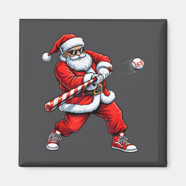 Christmas Baseball Player Santa Funny Xmas Boys Me Magnet (Vorne)