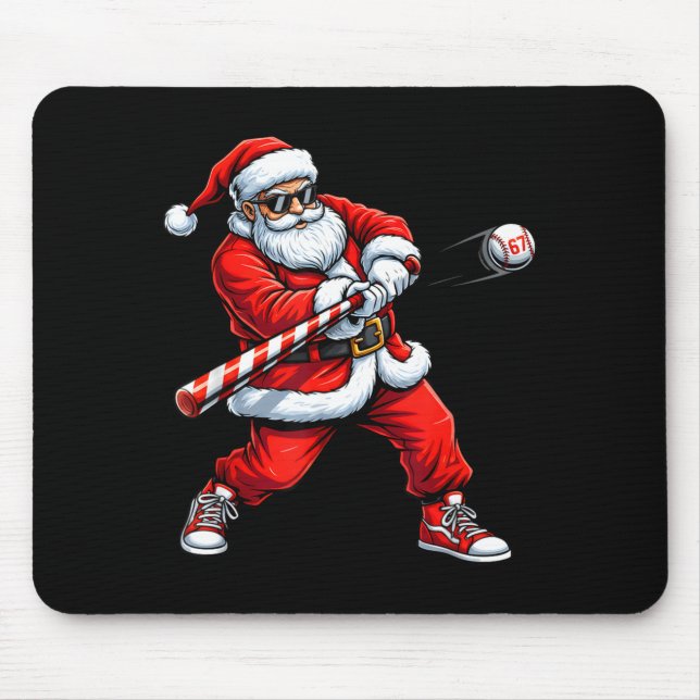 Christmas Baseball Player Santa Funny Xmas Boys Me Mousepad (Vorne)