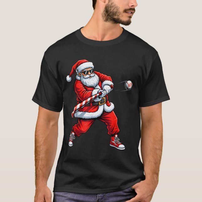 Christmas Baseball Player Santa Funny Xmas Boys Me T-Shirt (Vorderseite)