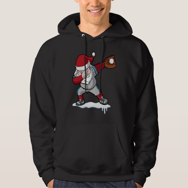 Christmas Baseball Santa Claus Quarterback Boys Ki Hoodie (Vorderseite)