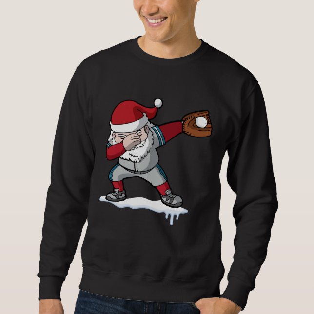 Christmas Baseball Santa Claus Quarterback Boys Ki Sweatshirt (Vorderseite)