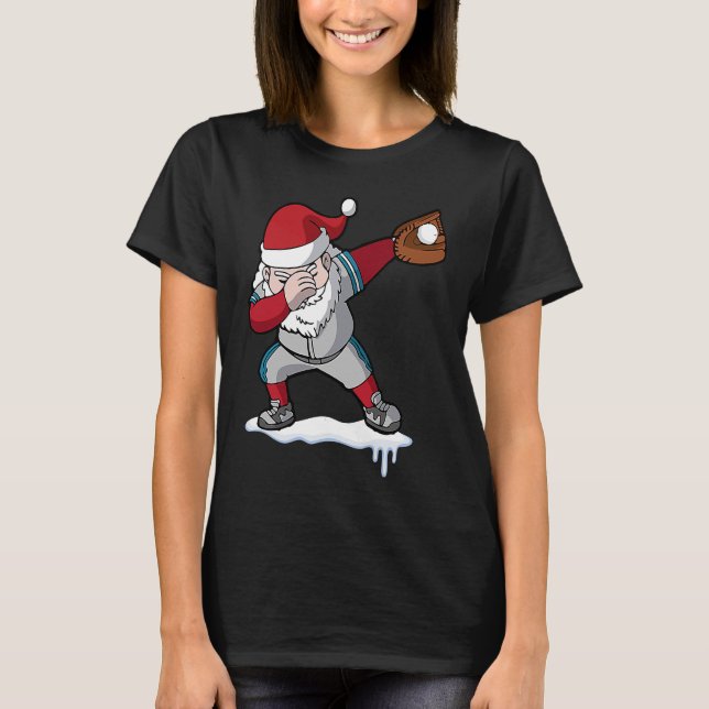 Christmas Baseball Santa Claus Quarterback Boys Ki T-Shirt (Vorderseite)