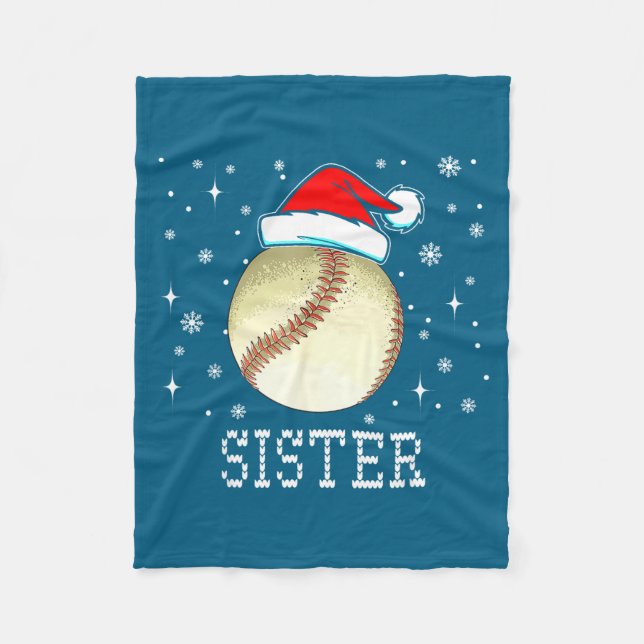 Christmas Baseball Sister Xmas Santa Hat Kids Boys Fleecedecke (Vorderseite)