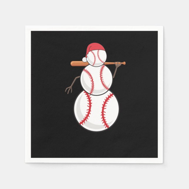 Christmas Baseball Snowman Serviette (Vorderseite)