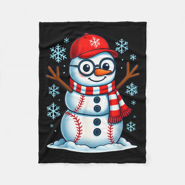 Christmas Baseball Snowman Xmas Pajamas Women Men  Fleecedecke (Vorderseite)