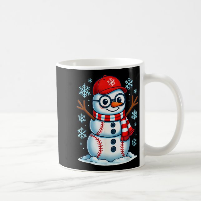 Christmas Baseball Snowman Xmas Pajamas Women Men  Kaffeetasse (Rechts)