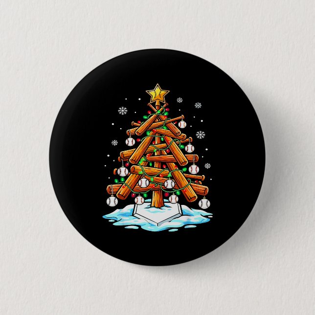 Christmas Baseball Tree Lights Xmas  Button (Vorderseite)