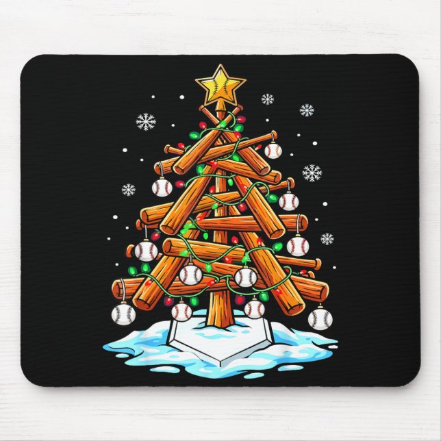 Christmas Baseball Tree Lights Xmas  Mousepad (Vorne)