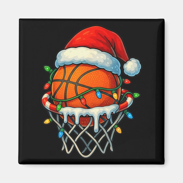 Christmas Basketball Ice Cream Drip For Boys Kids  Magnet (Vorne)