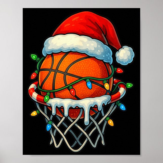 Christmas Basketball Ice Cream Drip For Boys Kids  Poster (Vorne)