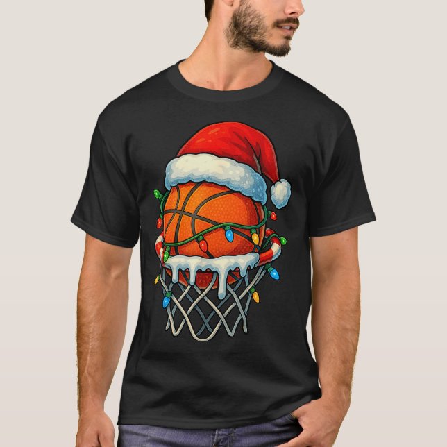 Christmas Basketball Ice Cream Drip For Boys Kids  T-Shirt (Vorderseite)
