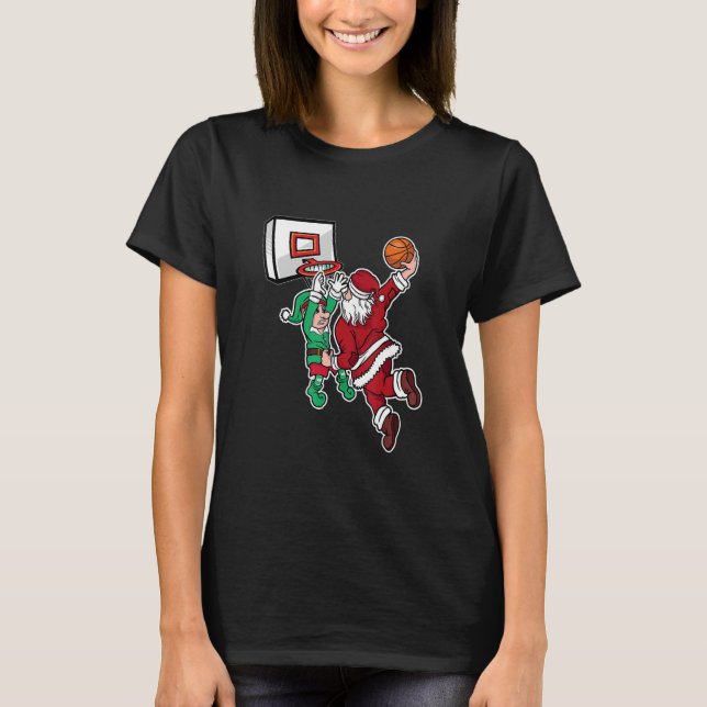 Christmas Basketball Player Santa Dunk Xmas T-Shirt (Vorderseite)