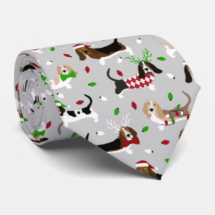 Christmas Basset Hound Neck Tie Krawatte