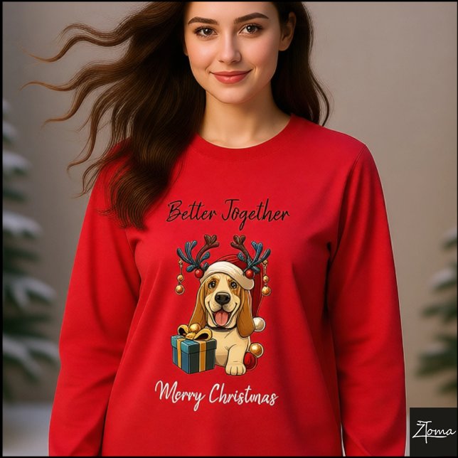 Christmas Basset Hound Reindeer Gift Graphic Tri-Blend Shirt (Von Creator hochgeladen)