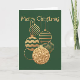 Christmas Bauble design with greeting green blank Karte