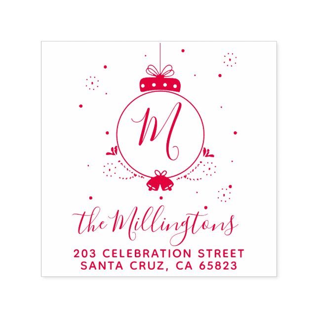Christmas Bauble Monogram-Rücksendeadresse Permastempel (Design)