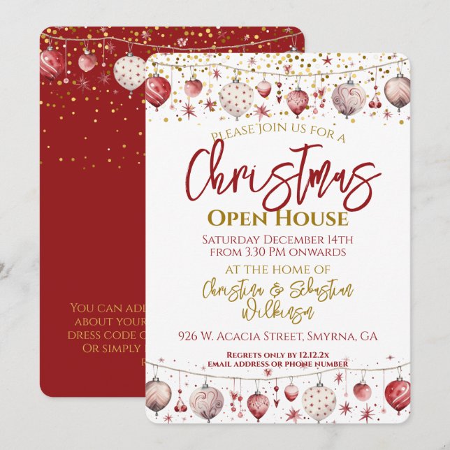 Christmas Bauble Open House Einladung (Vorne/Hinten)