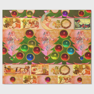 CHRISTMAS BAUM, FARBBALLEN, ANGELN, KINDER GESCHENKPAPIER