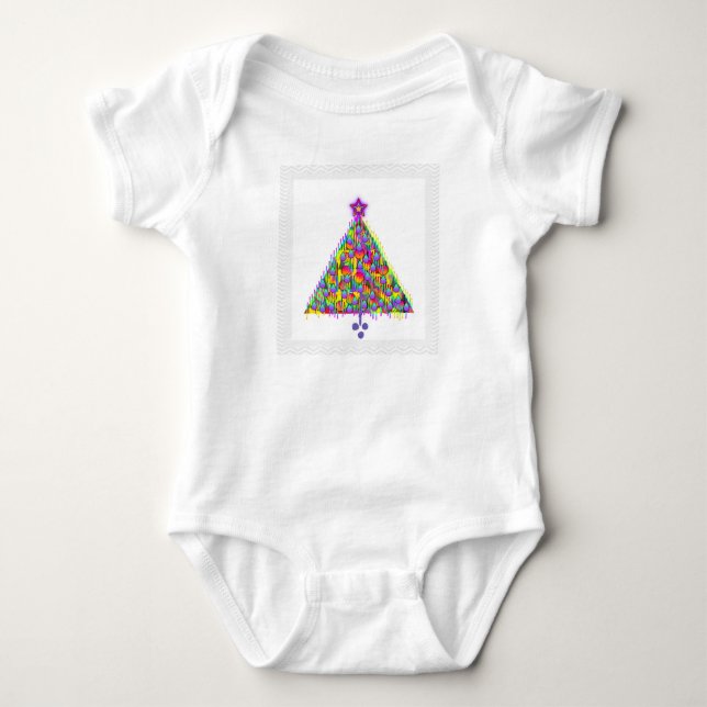 CHRISTMAS BAUM MIT LILA STAR BABY STRAMPLER (Vorderseite)