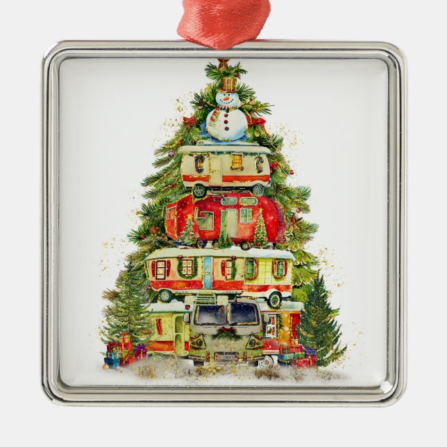 CHRISTMAS BAUM VON CAMPERVANS ORNAMENT AUS METALL (Vorne)