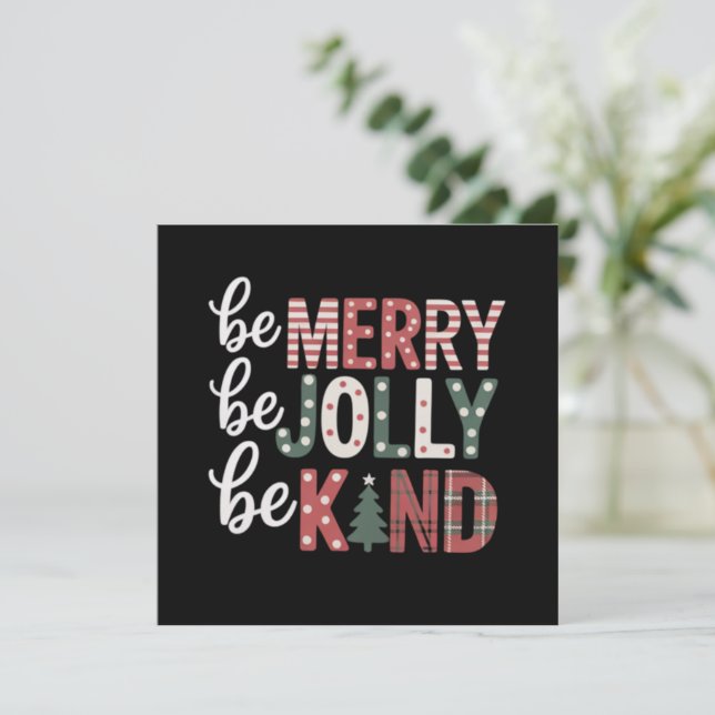 Christmas Be Kind Lehrer Merry Xmas Tree Jolly Feiertagskarte (Stehend Vorderseite)