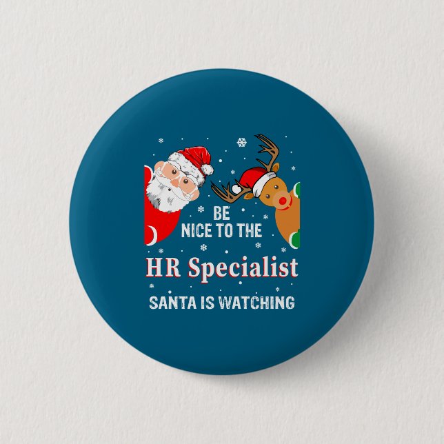 Christmas Be Nice To The Hr Specialist Santa Long  Button (Vorderseite)