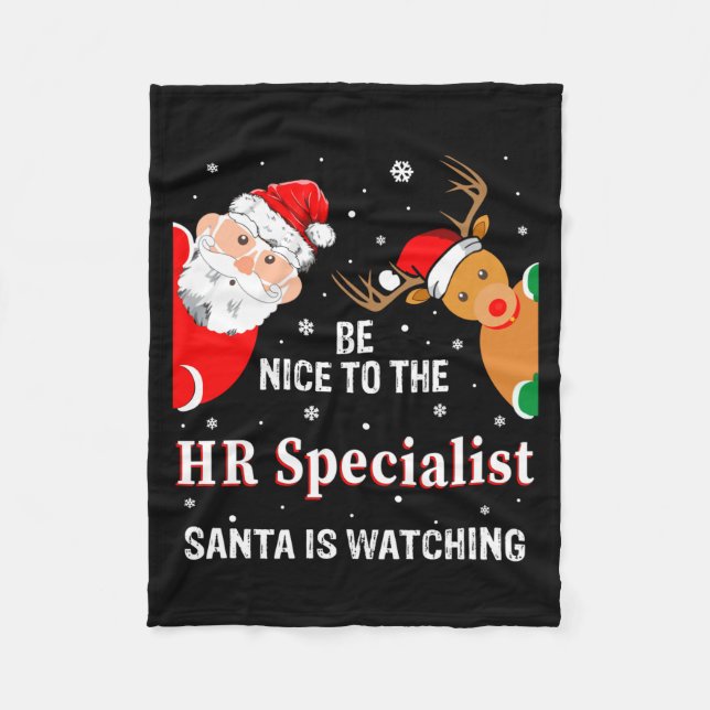 Christmas Be Nice To The Hr Specialist Santa Long  Fleecedecke (Vorderseite)