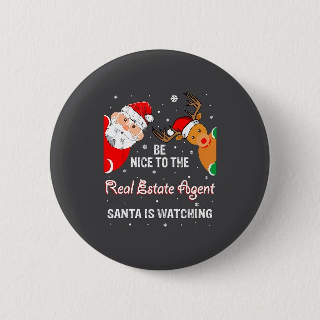 Christmas Be Nice To The Real Estate Agent Santa  Button (Vorderseite)