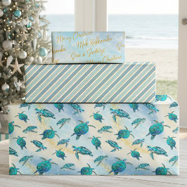 Christmas Beach Sea Turtle Glitzer Sparkor Geschenkpapier Set
