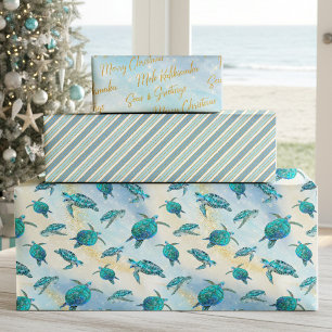 Christmas Beach Sea Turtle Glitzer Sparkor Geschenkpapier Set