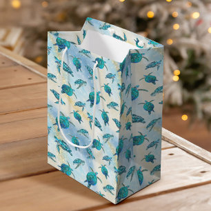 Christmas Beach Sea Turtle Glitzer Sparkor Mittlere Geschenktüte