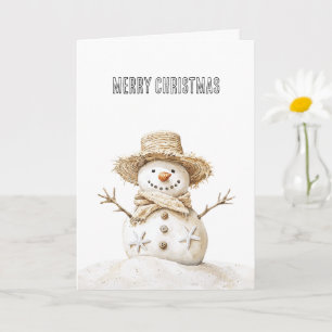 Christmas Beach Starfish Snowman Karte